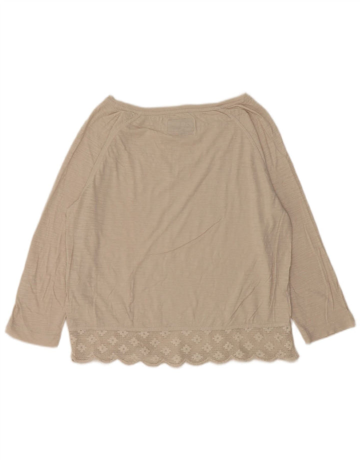 Superdry Dame 3/4-ærmet bluse Top UK 12 Medium Beige Bomuld