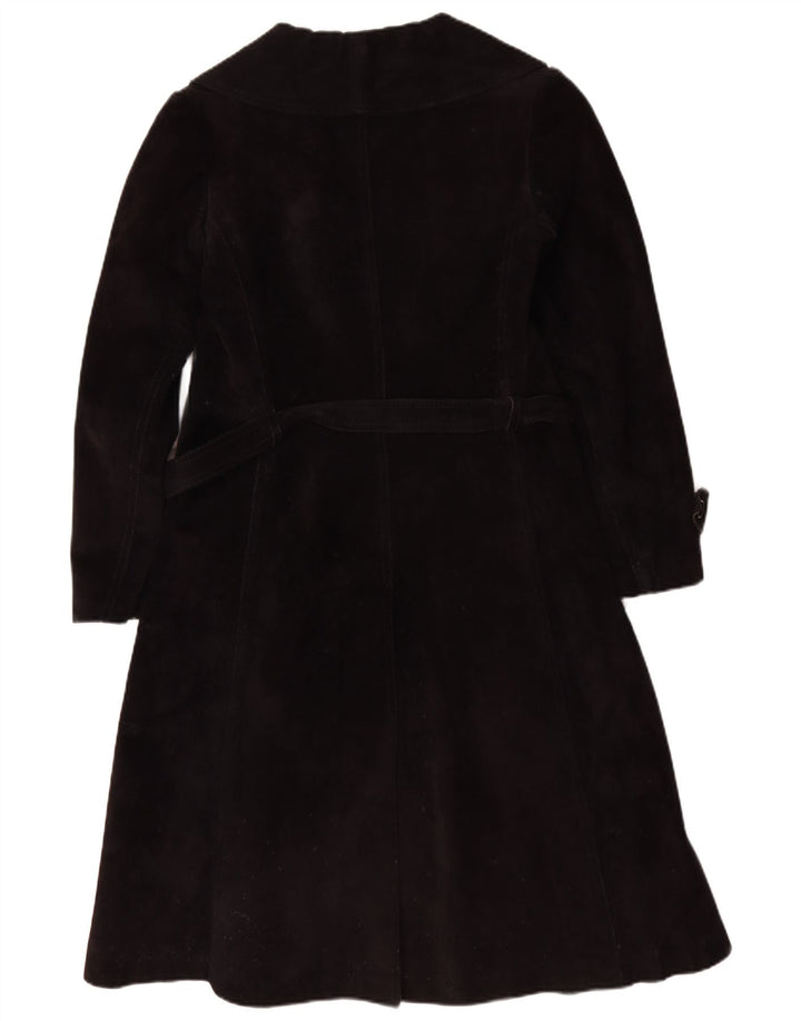 Vintage Dame Shearling Coat UK 10 Lille sort læder
