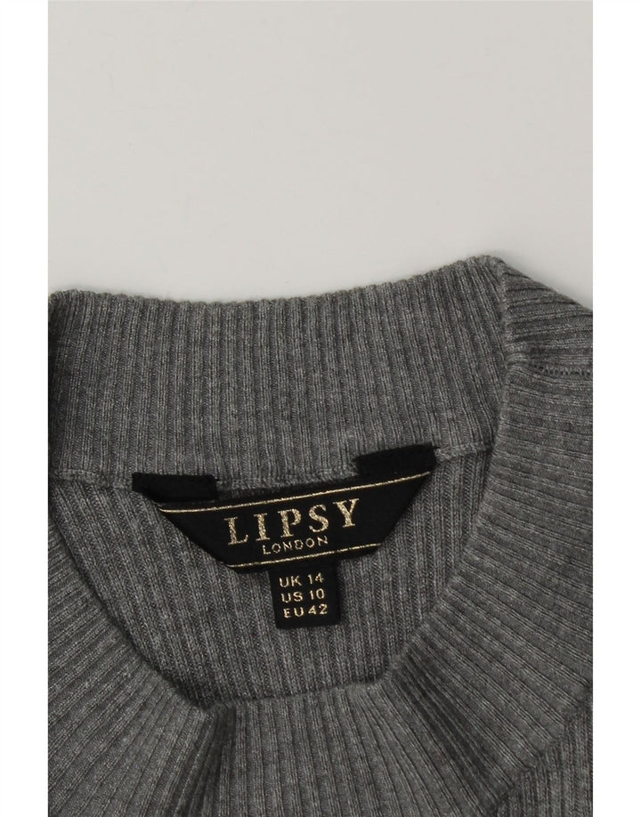 Lipsy Dame Jumper Dress UK 14 Medium Grey Viscose