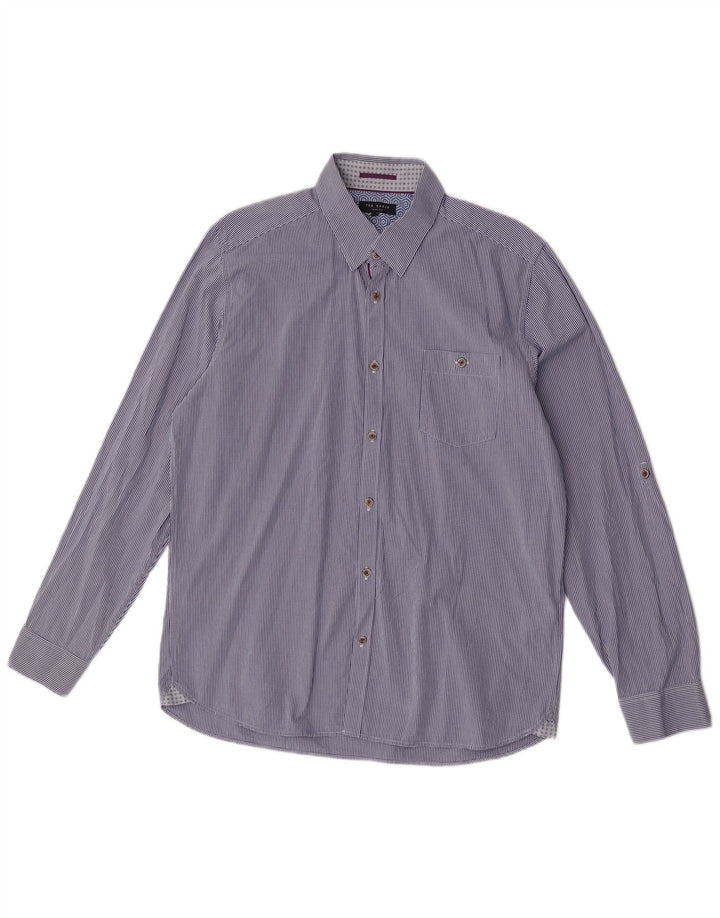 Ted Baker Herreskjorte str. 5 XL Navy Blue Gingham Cotton