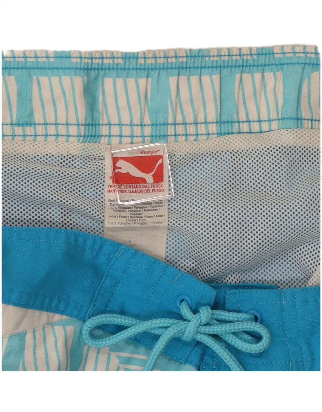 Puma Herre grafiske svømmeshorts Medium Blue Colourblock Polyester