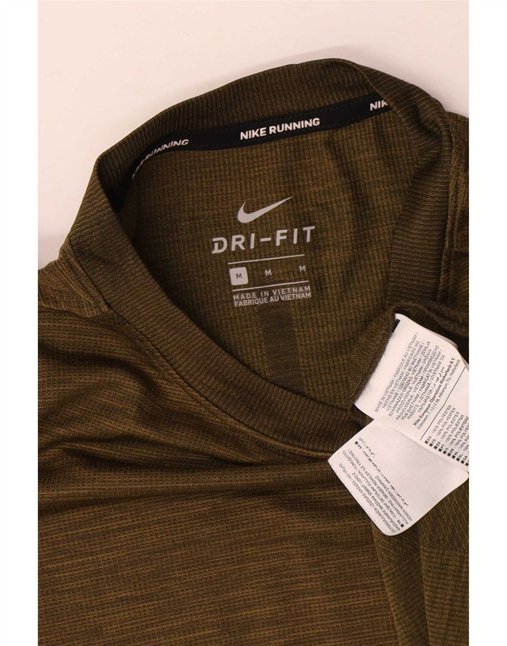 Nike Herre Dri Fit T-shirt Top Medium Khaki Flecked Polyester