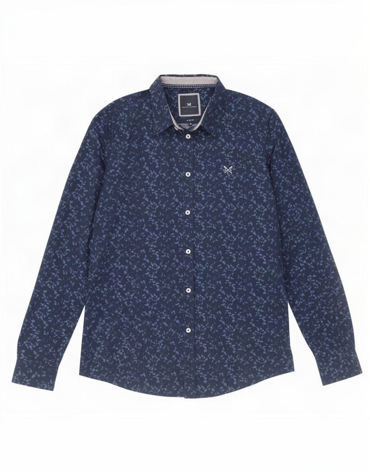 Besætningstøj Herre abstrakt mønster Slim Fit skjorte medium marineblå bomuld