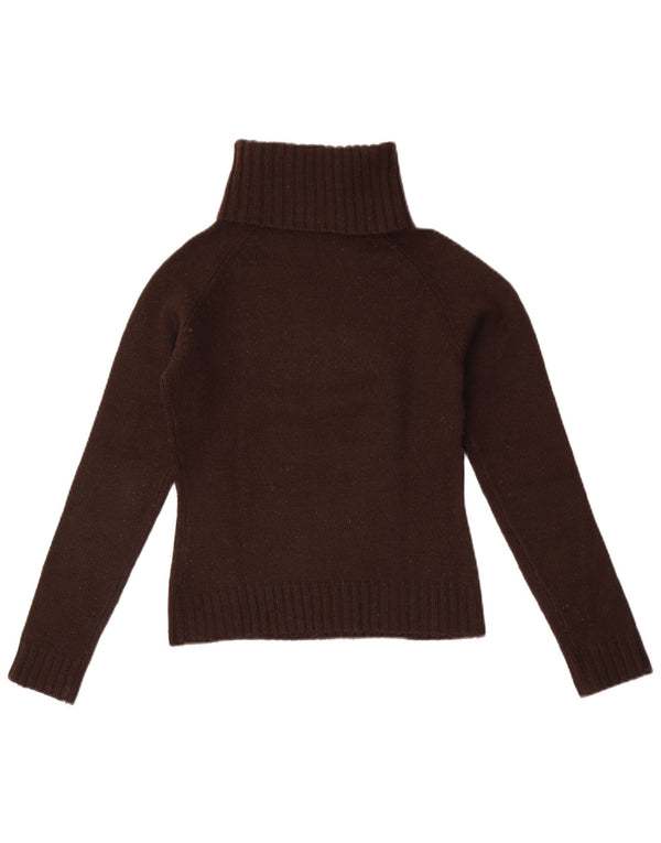 Zara Dame Roll Neck Jumper Sweater UK 10 Small Brown Acryl