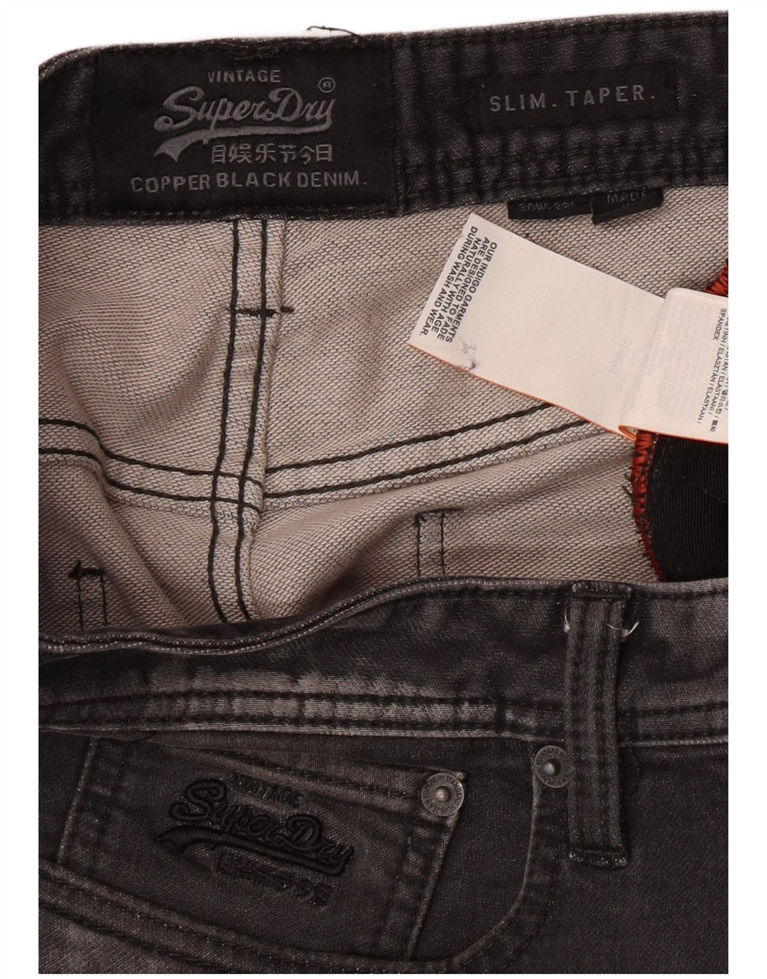 SUPERDRY Herre Slim Tapered Jeans W30 L32 Grå Bomuld