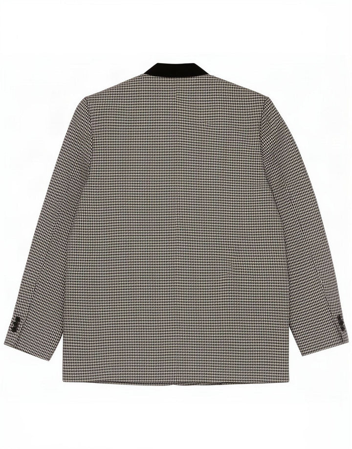 Vintage Dame 1-knaps blazerjakke UK 16 Large Grey Houndstooth