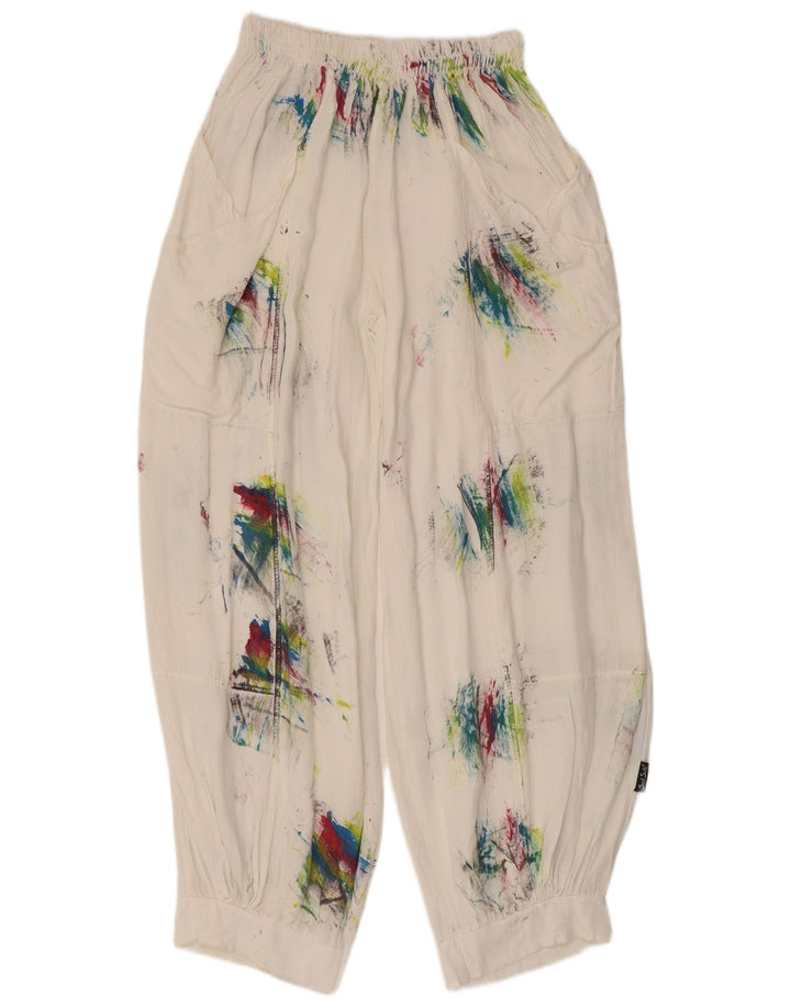 Vintage kvinders haremsbukser Medium W28 L29 White Tie Dye Viscose