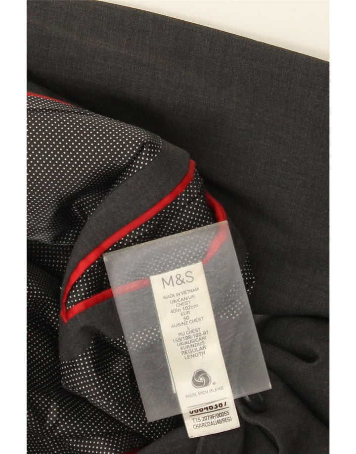 Marks & Spencer Herre 2-knaps blazerjakke UK 40 Medium Grey Uld