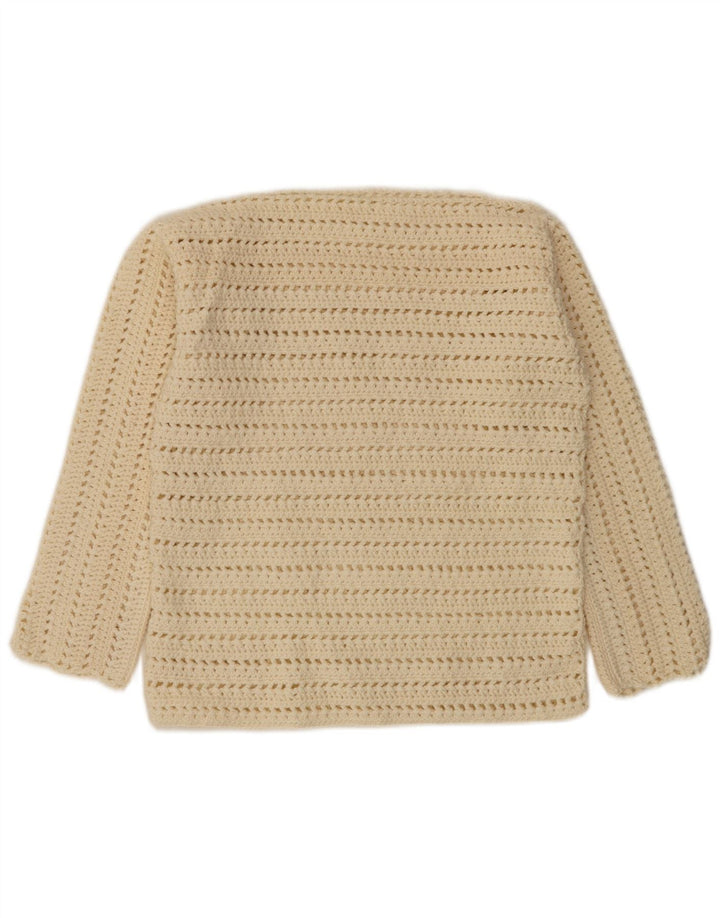 Vintage Dame Boat Neck Jumper Sweater UK 14 Medium Off White