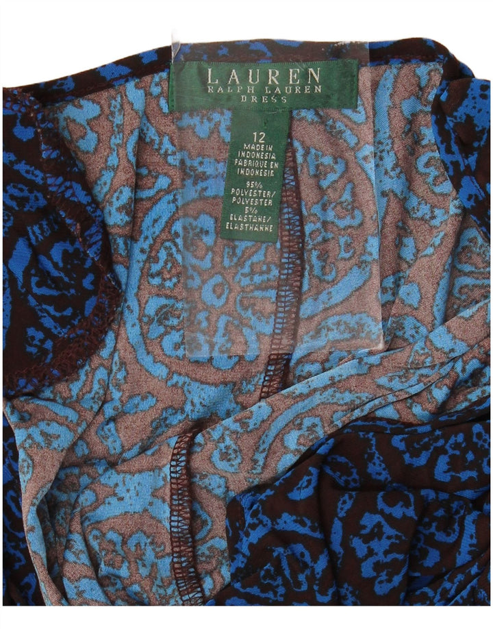 RALPH LAUREN Dame Ærmeløs Skede Kjole US 12 Large Blue Floral