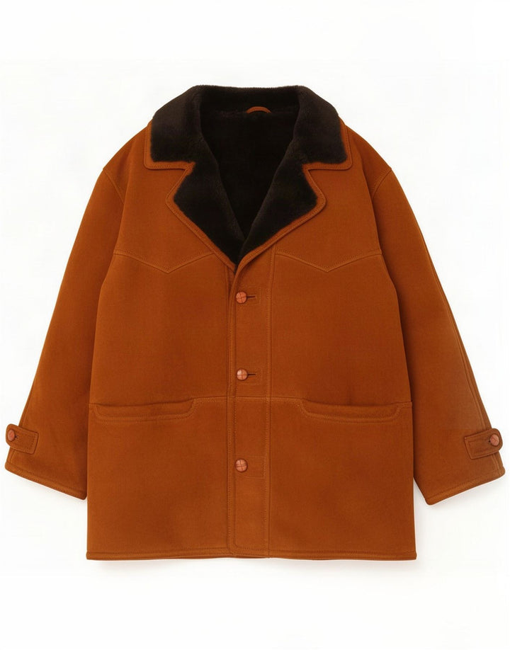 Vintage Shearling Overcoat til mænd UK 42 XL Brun