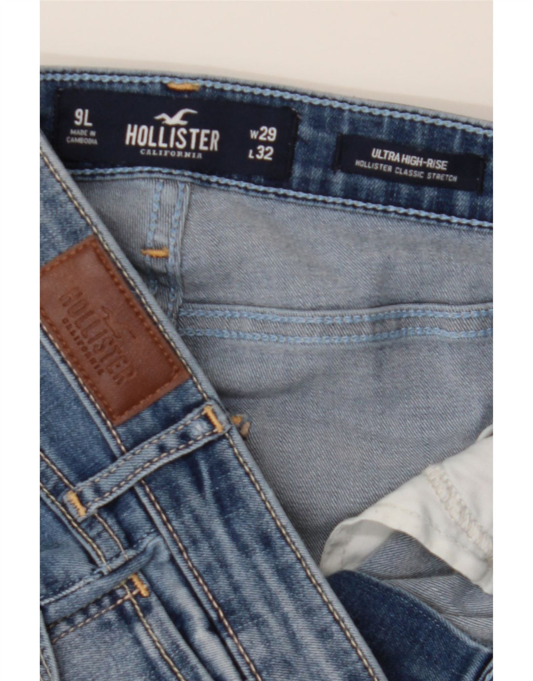 HOLLISTER Dame Distressed Skinny Jeans US 9 Medium W29 L32 Blue Cotton
