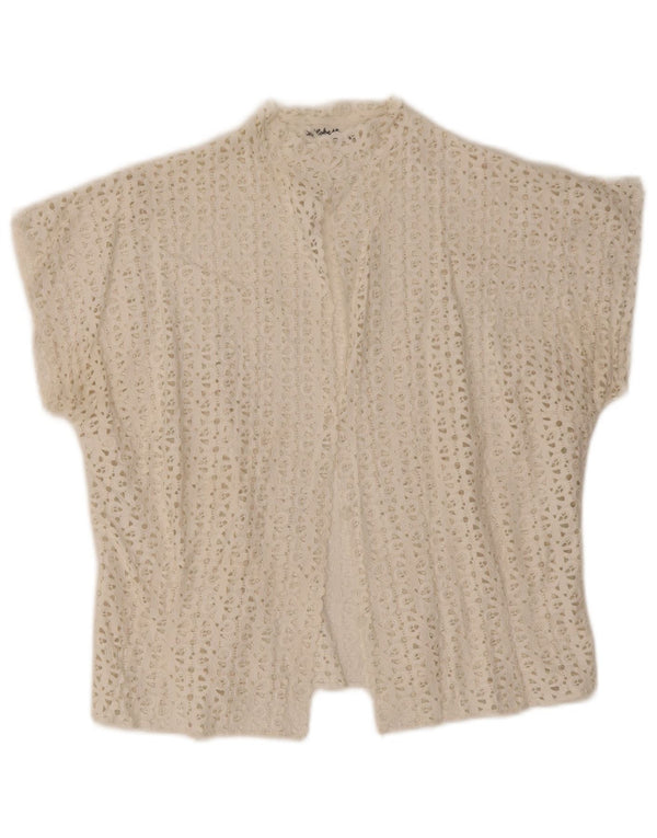 Vintage Dame Se Through Kortærmet Cardigan Top IT 44 Medium White