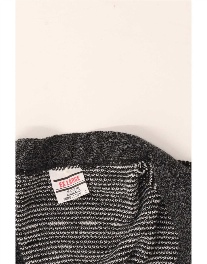 Vintage herre cardigan sweater XL Grå geometrisk akryl
