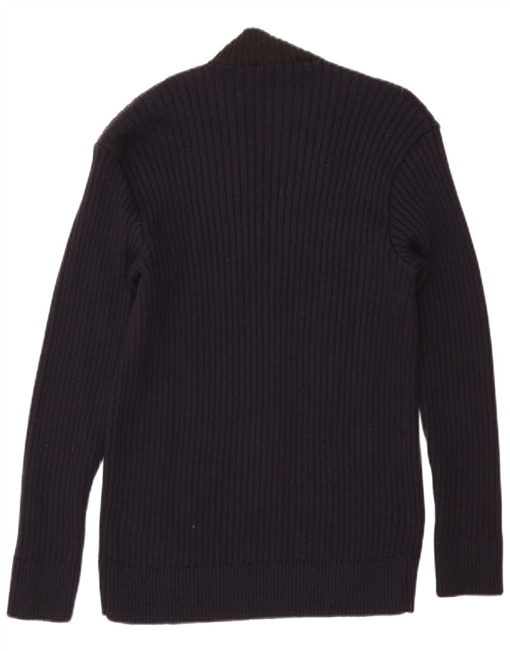 Vintage Herre Turtle Neck Jumper Sweater Large Navy Blue Colourblock