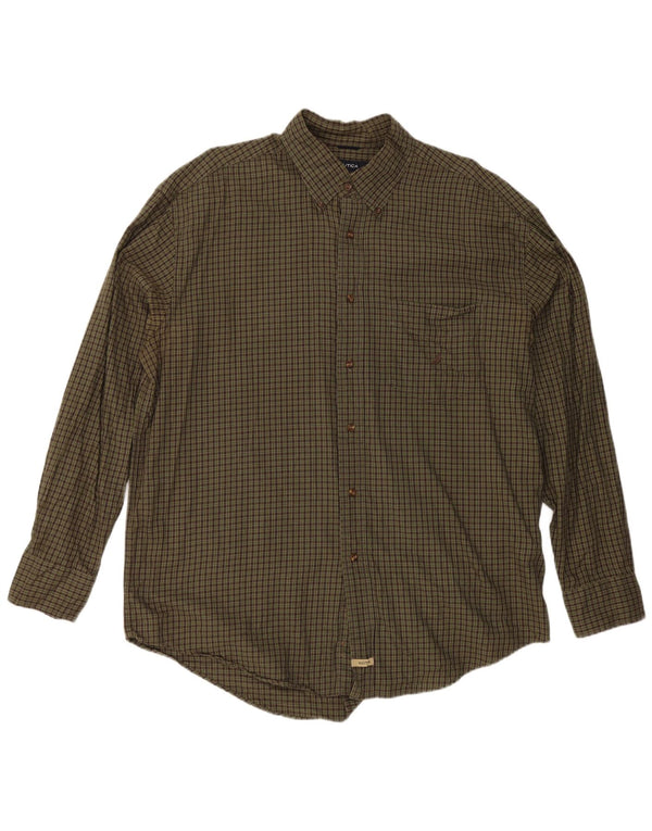 Nautica Herre Flanelskjorte XL Khaki Ternet Bomuld