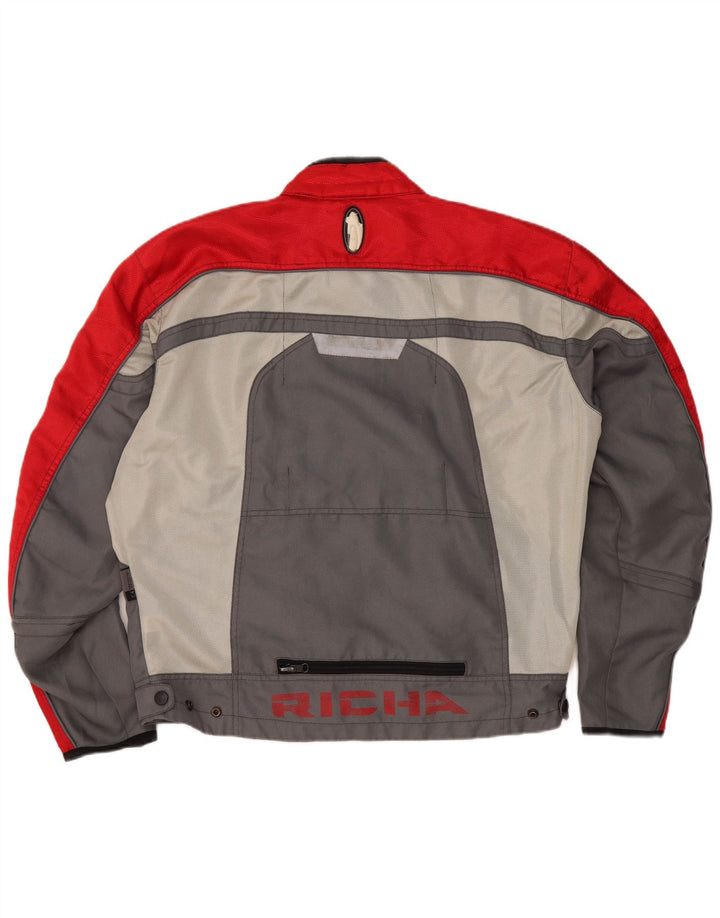 RICHA Mens Graphic Racer Jacket UK 42 XL Grey Colourblock Polyester