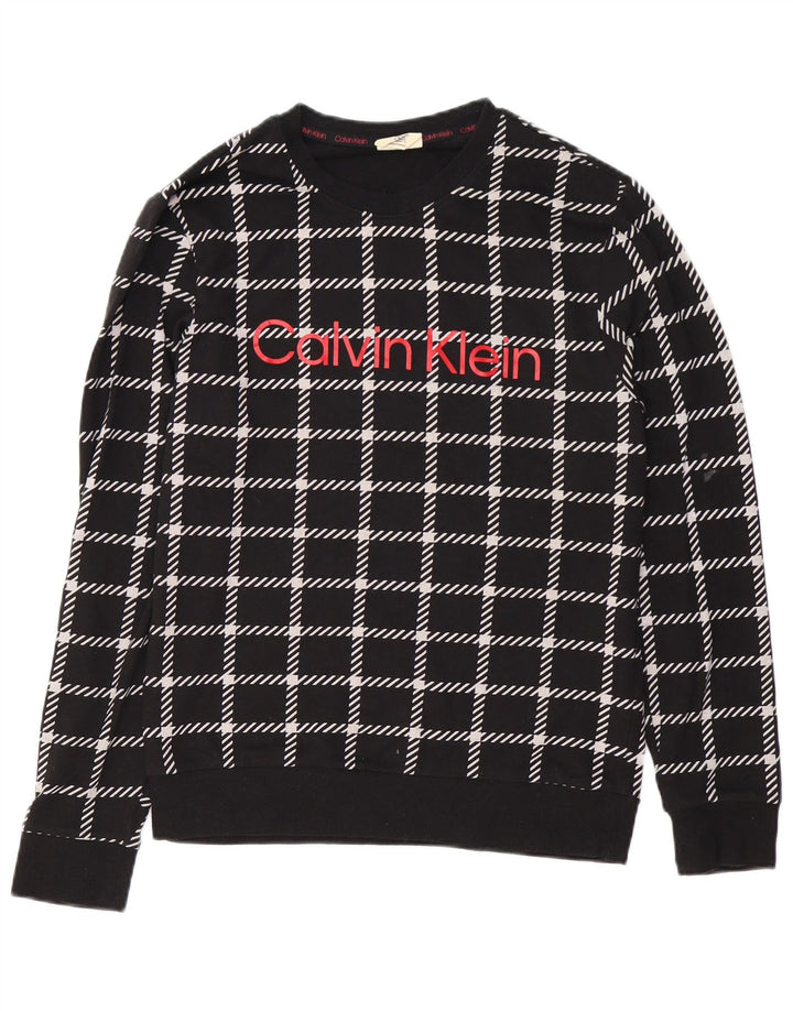 CALVIN KLEIN Grafisk sweatshirt til mænd, lille sort ternet bomuld