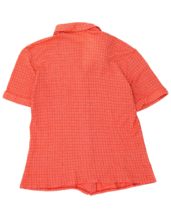 Vintage kvinders kortærmet skjortebluse UK 14 Medium Rød Geometrisk