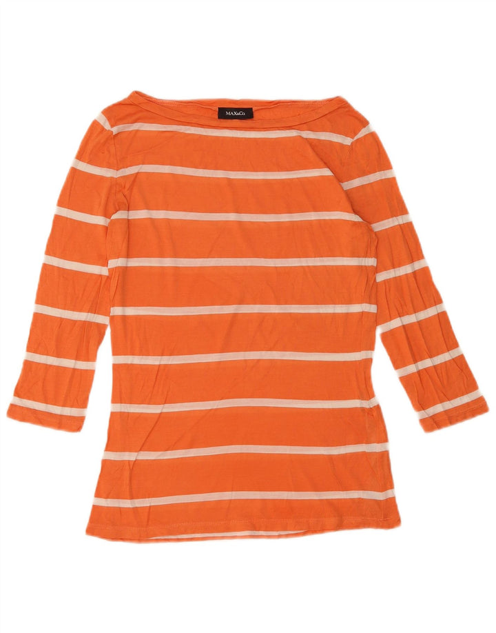 Max & Co. Dame Top 3/4 ærme UK 10 Small Orange Stribet Silke