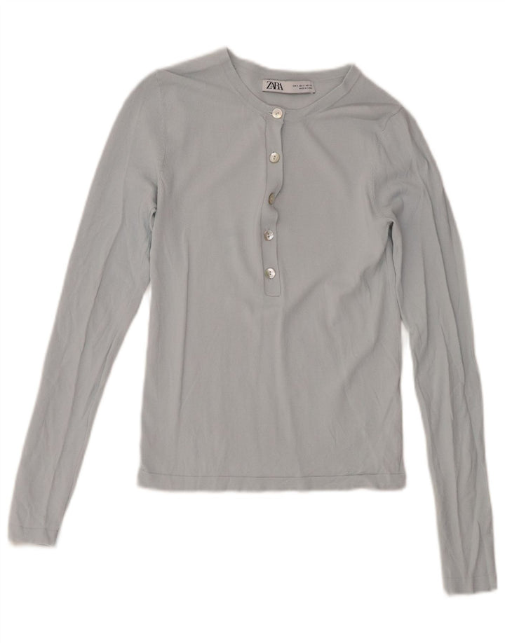 Zara Dametop Langærmet UK 8 Small Blue Viscose