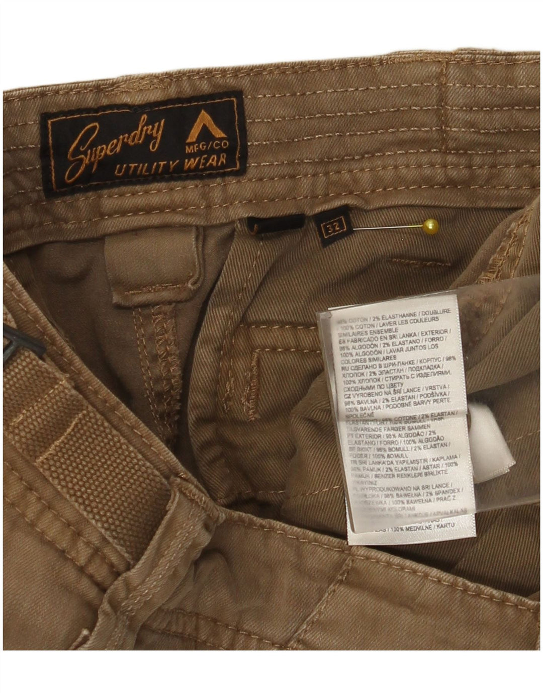 Superdry Herre Cargo Shorts W32 Medium Khaki Bomuld