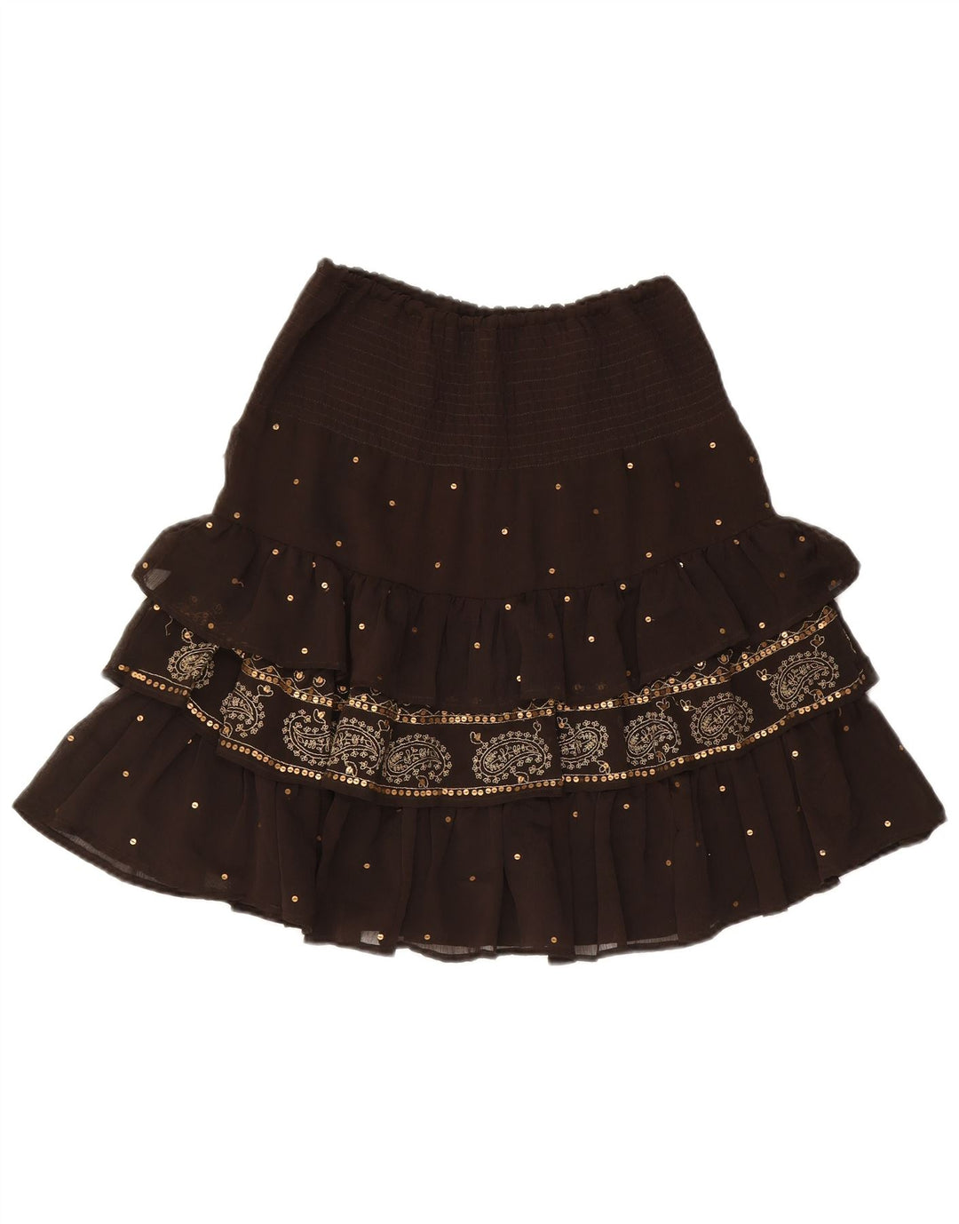 CAMOMILLA Womens Tiered Skirt IT 46 Large W32  Brown Paisley Polyester