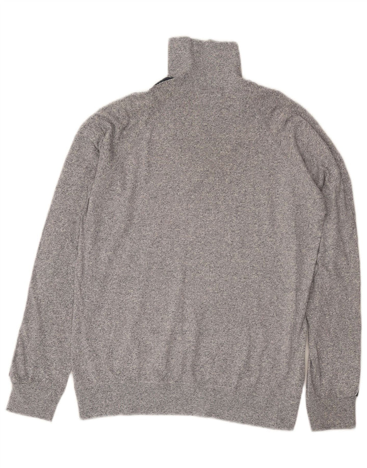 Champion Herre Zip Neck Sweatshirt Jumper Medium Grey Flecked Bomuld