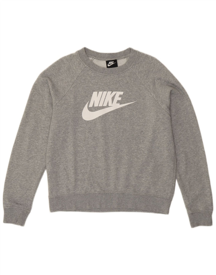 Nike grafisk sweatshirt til mænd, medium grå flækket bomuld