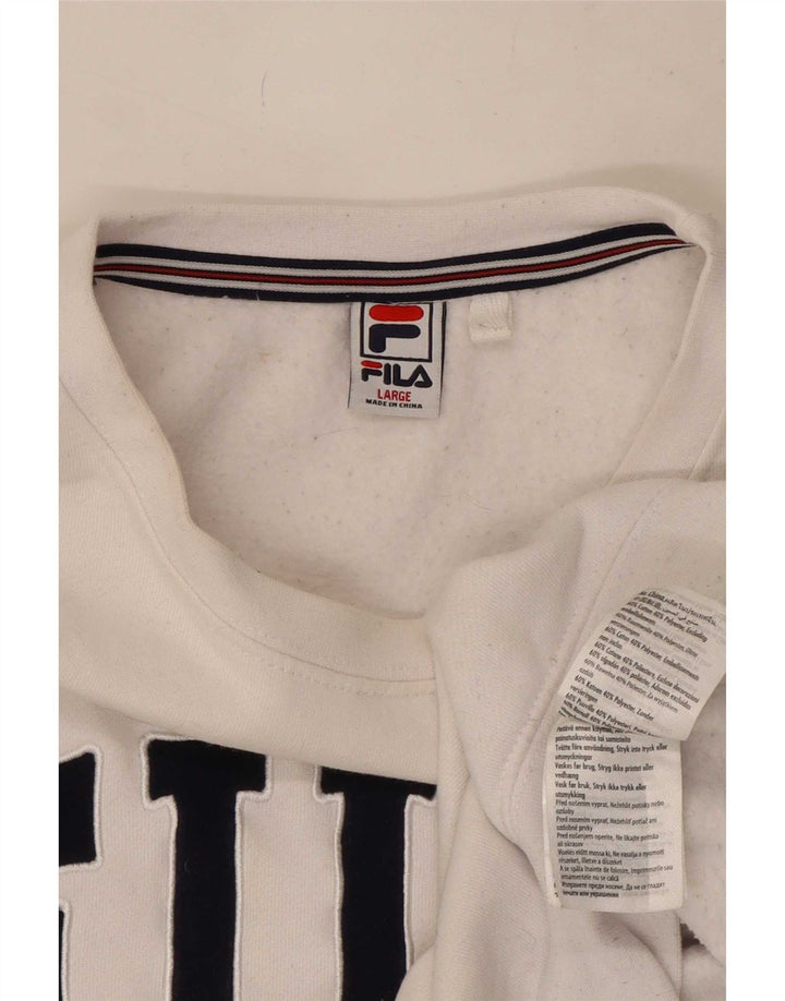 Fila Herre Grafisk Sweatshirt Jumper Stor Hvid Bomuld