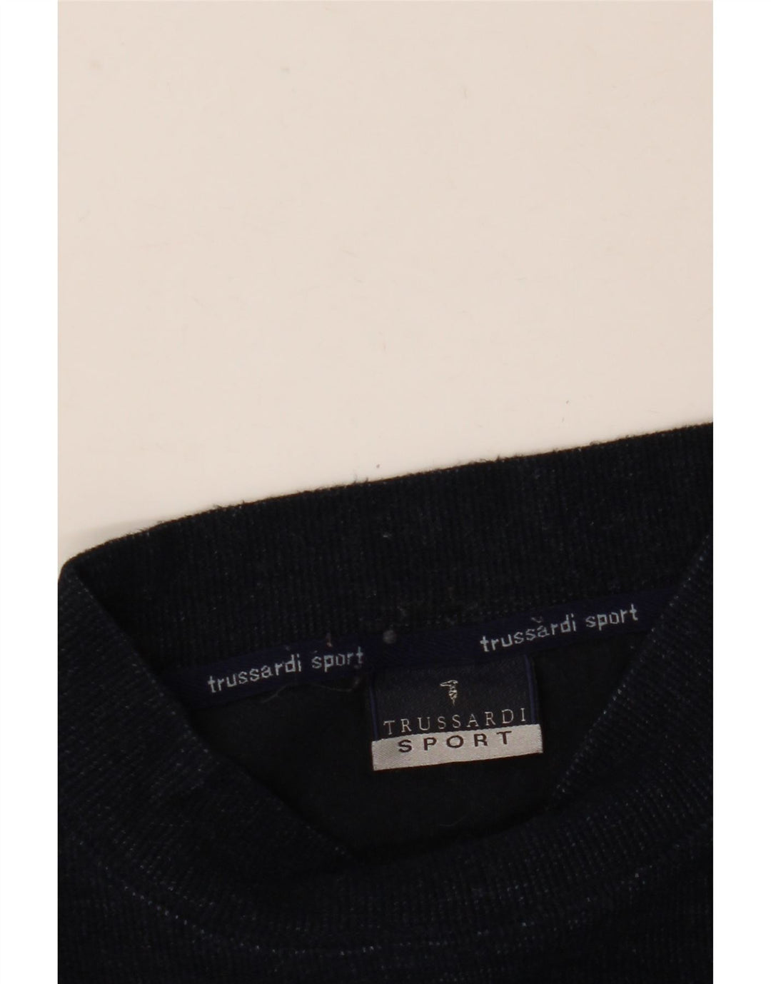 TRUSSARDI Herre grafisk skildpaddehals sweater Stor marineblå uld