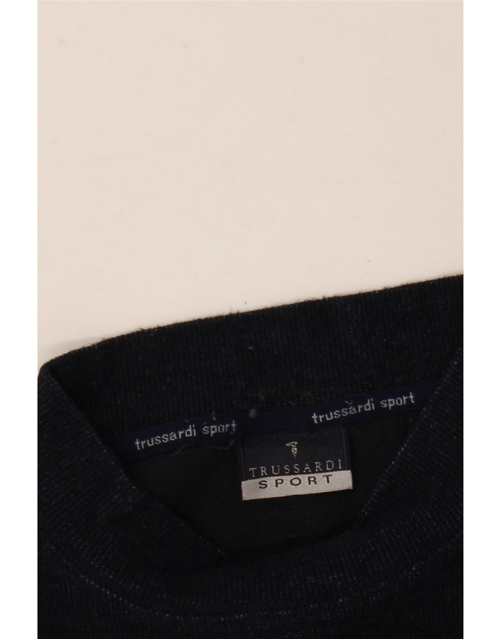 TRUSSARDI Herre grafisk skildpaddehals sweater Stor marineblå uld