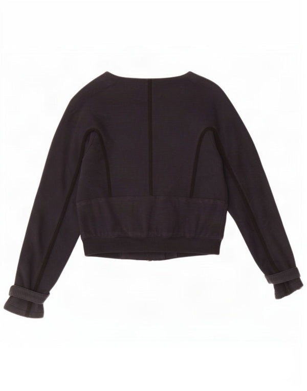 Armani Exchange Womens Crop Bomber Jacket UK 10 Small Black Bomuld