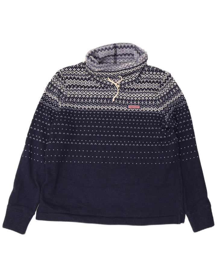VINEYARD VINES Dame Sweatshirt Jumper UK 14 Medium Navy Blue Fair Isle