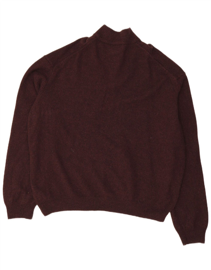 MARKS & SPENCER Herre Zip Neck Jumper Sweater 4XL Burgundy Wool