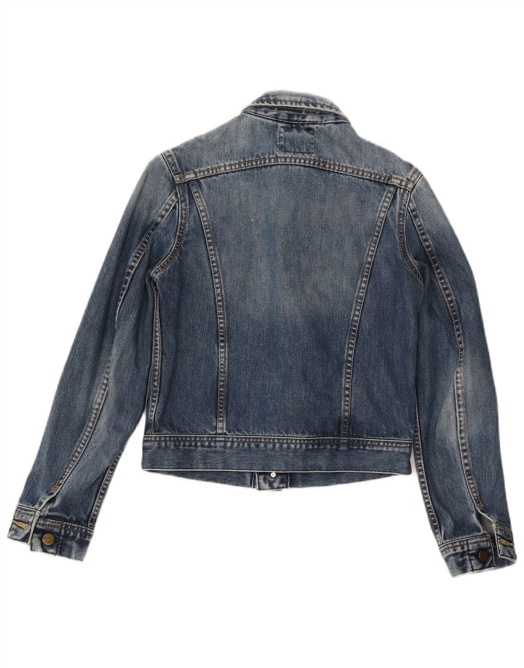Lee Womens Crop Denim Jacket UK 10 Small Blue Cotton