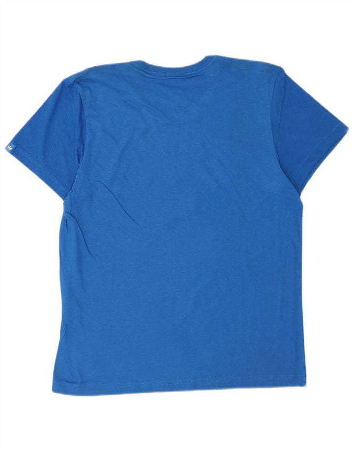 Adidas Grafisk T-shirt top mellemblå bomuld til mænd