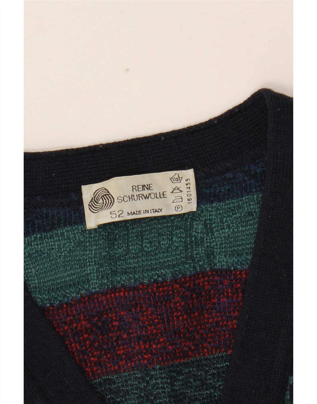 Vintage herre cardigan sweater IT 52 Stor flerfarvet geometrisk uld