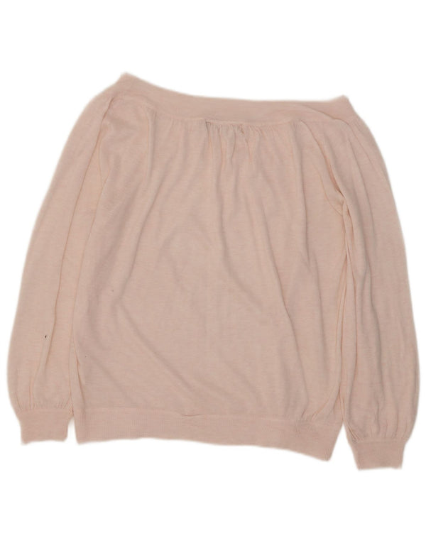 Zara Dame Boat Neck Jumper Sweater UK 12 Medium Pink Akryl