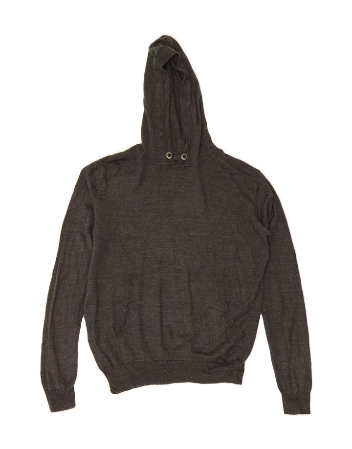 FRENCH CONNECTION Mens Hooded Jumper Sweater Medium Grey Acrylic Vintage French Connection and Second-Hand French Connection from Messina Hembry 