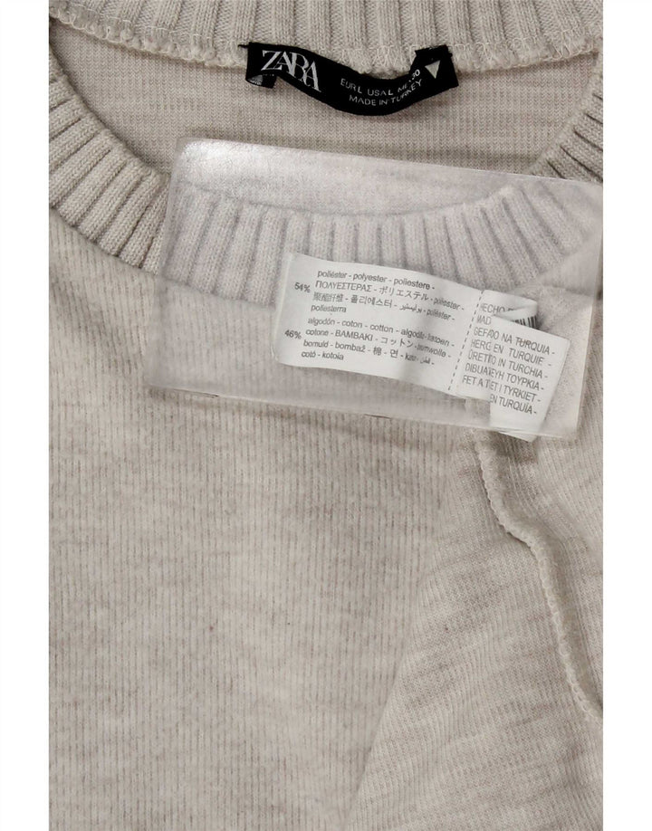 Zara Dame Jumper Sweater UK 16 Stor Grå Polyester