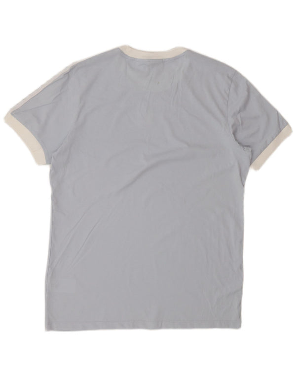 Adidas Dame Grafisk T-Shirt Top UK 10 Lille Blå Bomuld