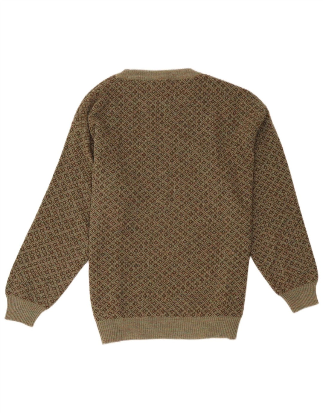 Rodes Herre Crew Neck Jumper Sweater XL Khaki Geometrisk Uld