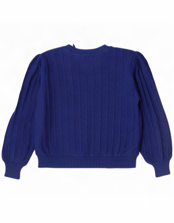 Vintage Dame Boat Neck Jumper Sweater UK 16 Large Blue