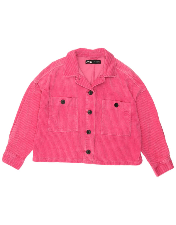 Zara Dame Oversized Corduroy Jacket UK 16 Large Pink Bomuld