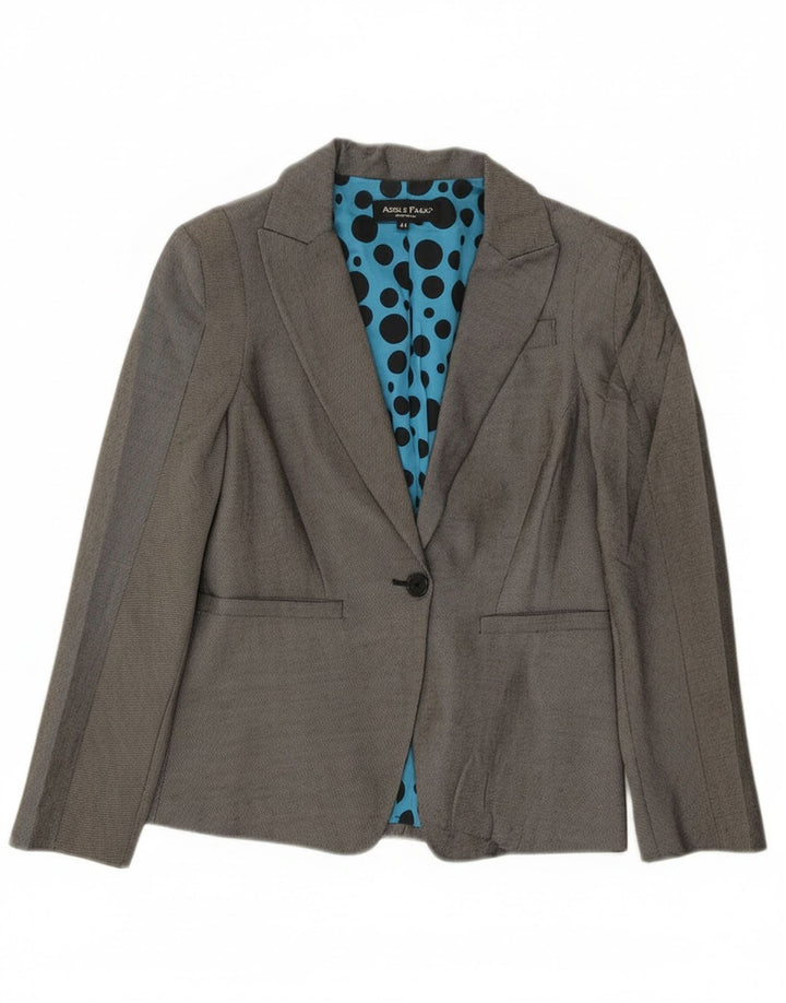 Adele Fado Dame 1 Knap Blazer Jakke IT 44 Medium Grå Uld