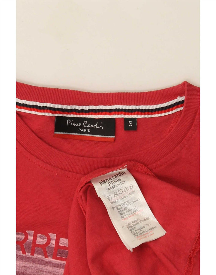 Pierre Cardin Herre grafisk T-shirt Top Lille rød bomuld