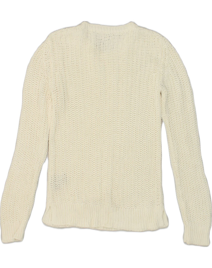 NAUTICA Womens Crew Neck Jumper Sweater UK 12 Medium White Cotton | Vintage Nautica | Thrift | Second-Hand Nautica | Used Clothing | Messina Hembry 