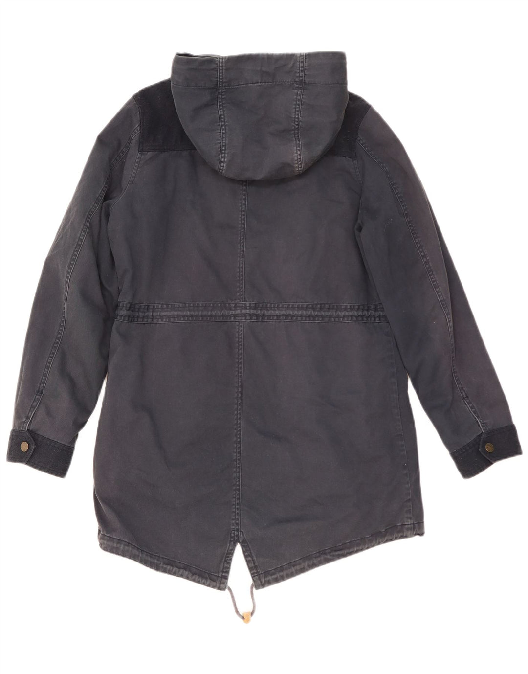Fat Face Dame Hooded Parka Jacket UK 14 Medium Navy Blue Polyester