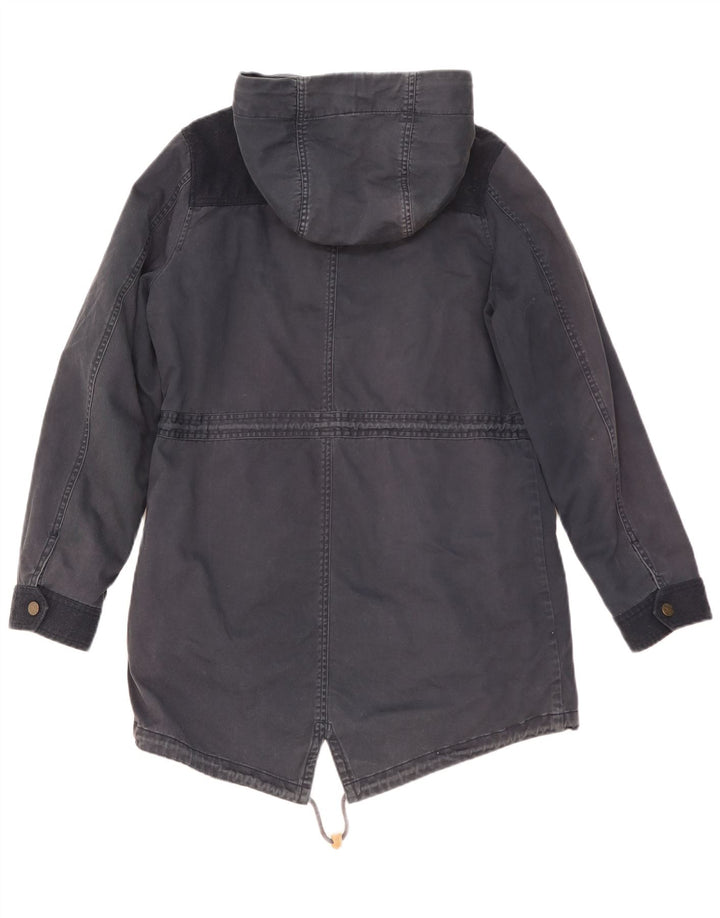 Fat Face Dame Hooded Parka Jacket UK 14 Medium Navy Blue Polyester